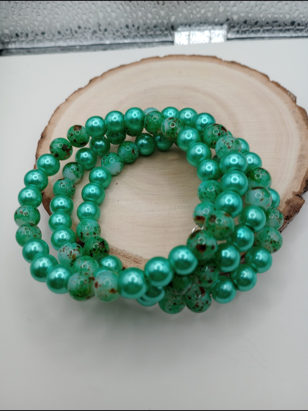 Green Beaded Stretch Bracelet Set - Stylish Layered Look